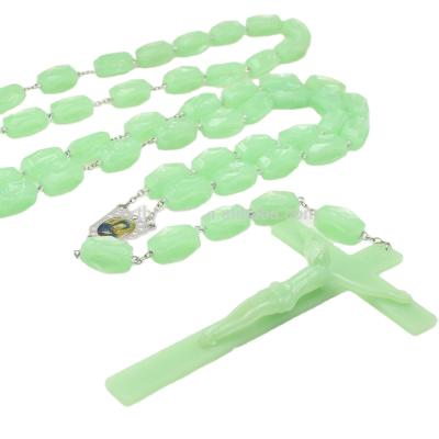 China Large Religious Cross Glow In The Dark Illuminated Plastic Wall Rosary for sale