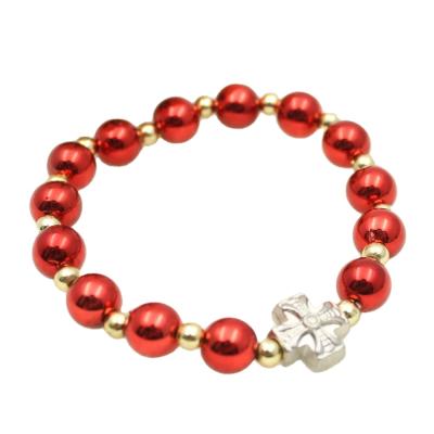 China Religious plastic pearl bracelet with cross for sale