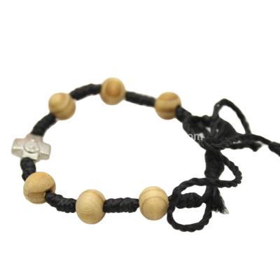 China Thread Rosary Bracelet Knotted by Wooden Beads Religious Olives for sale