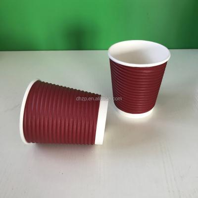 China Customized Biodegradable Stored Eco-Friendly Disposable Red Color Ripple Wallpaper Disposable Coffee Cups for sale