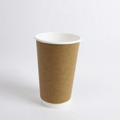 China 8oz 12oz 16oz Double Wall Paper Disposable Coffee Cup With Lids Tips Straws for sale