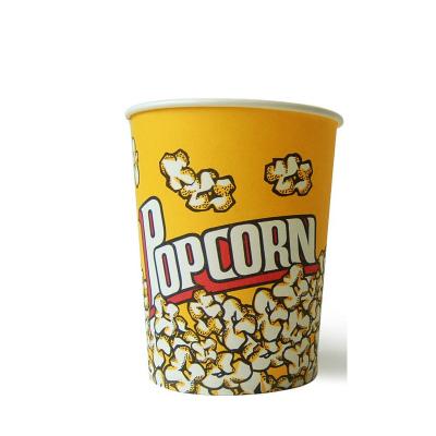 China Multi Size Disposable Disposable Custom Printed Popcorn Paper Cup , Yellow Popcorn Bucket , Bowl for sale