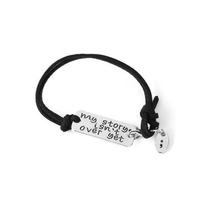 China Other Custom Engraved Metal Logo Tags Braided Nylon Rope Inspired Bracelet for sale