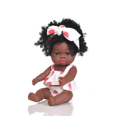 China Beautiful Realistic Reborn Baby Toy Doll Girls Cheap Wholesale Changeable Dress Up MINI African Silicone Girls Black Dolls for sale