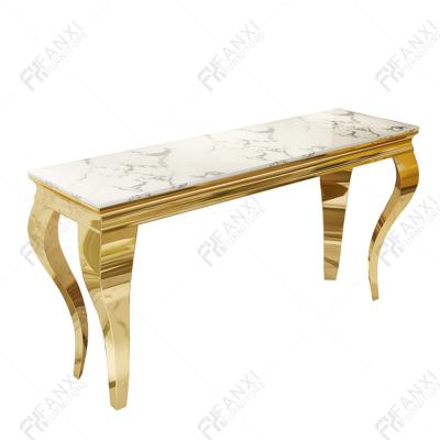 China Luxury living room furniture stainless steel console table stainless steel entry console table modern marble hallway console table for sale