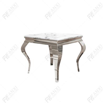 China Modern luxury bed room furniture stainless steel bed frame side table marble top end side table for sale