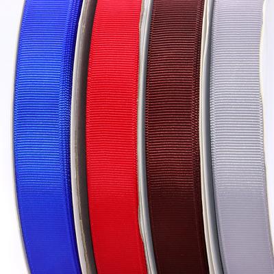 China Recyled Stock Wholesale 2 cm Single 3/4 Inch Polyester Solid Color Grosgrain Ribbon for sale