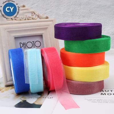 China Recyled Wholesale 5/8 Inch Woven Double Face Organza Edged Sheer Sheer Ribbon for sale