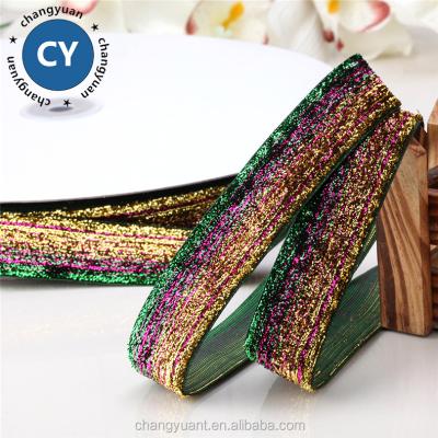 China Viable Wholesale Good Quality Sparkle Glitter Ribbon, 2cm 3/4 Inch Velvet Metallic Edging Ribbon for sale