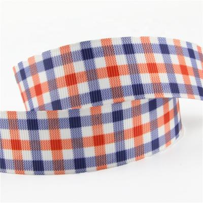 China Factory supply of Recyled 1 inch to 3 inch heat transfer grosgrain ribbon, custom decorative tartan plaid grosgrain ribbon for sale