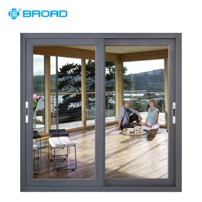 China Sliding Double Doors Windows Aluminum Alloy Tempered Glass Three Panels Huge Aluminum Sliding Stacking Door for sale