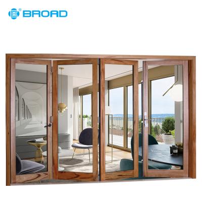 China Base Track Indian Design Home Bi-Fold Aluminum Insulated Glass Door for sale