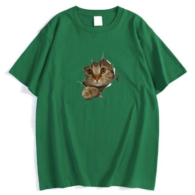 China low moq high quality men's T-shirt printing Anti-wrinkle sublimation cute cat T-shirt accept custom printing T-shirt for sale