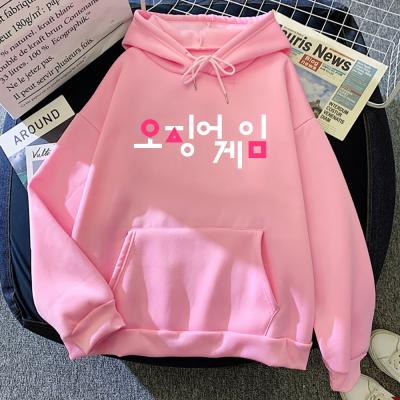 China Viable Drop Shoulder Game Squid Free Sample Hoodies Oversized Custom Printed No String Hoodies Women Pink, S-XXL for sale