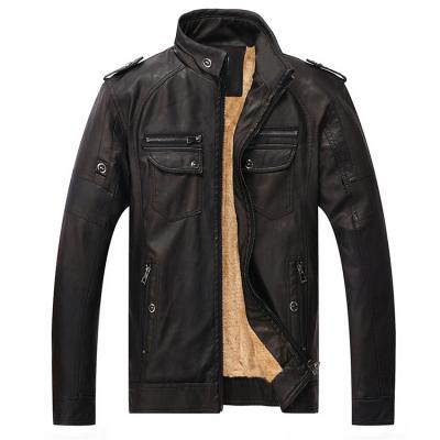 China Viable Wholesale Price Mens Leather Jacket Winter Biker Leather Jacket Good Quality Material Men for sale