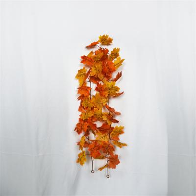 China Autumn artificial wreath plant simulation maple leaf hanging rattan fishing home decoration for sale