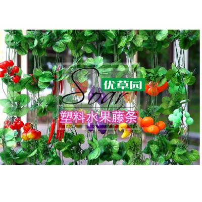 China Artificial Plant Leaves Garland Fake Grape Hanging Vine Rattan Foliage Greenery Plant Large for sale