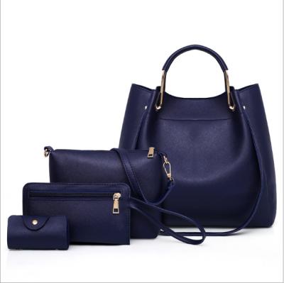 China Fashion Solid Color Fashion Bag All-season Sets Bag Latest Designs PU Polyester Shoulder Bag For Lady 4 In 1 for sale