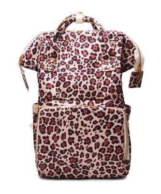 China Waterproof OEM Leopard Mom Maternity Bag Travel Diaper Diaper Bag for Mom Baby Care for sale