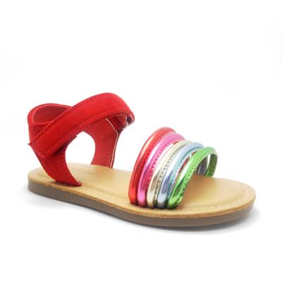 China Cute Quick-drying Fashion Kid's Rainbow Colorful And Hook And Loop Girls Sandal Shoes Summer for sale