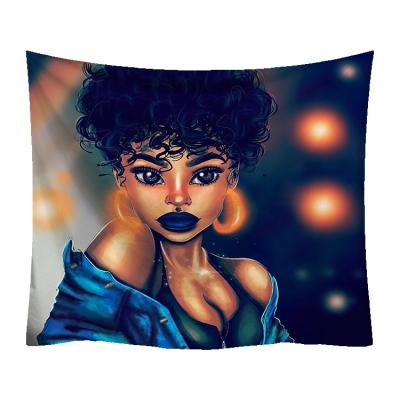 China HOTNIU Africa Girl Tapestry Modern Wall Painting For Bedroom Living Room Dorm Home 100% Polyester for sale