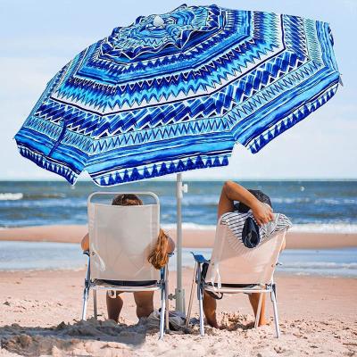 China Beach Umbrella Durable Durable Easy To Carry High Sun Protection Stripe Print Beach Umbrella for sale