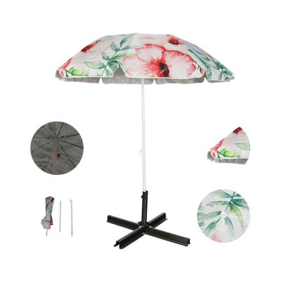 China Modern Accept OEM Easy To Install Portable Sun Shade Floral Printed Umbrella Beach Outdoor for sale