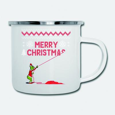 China Viable Ready To Ship NO MOQ Sublimation Blank Personalized DIY 12oz White Heat Transfer Enamel Custom Mug For Christmas for sale