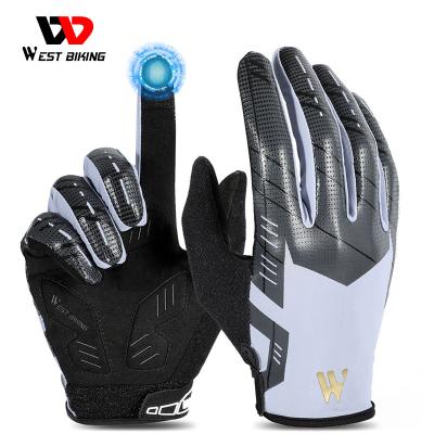 China Flexible WEST BIKING Anti-Slip Breathable Soft MTB Gloves Road Motorcycling Gloves Bike Outdoor Full Finger Sports Cycling Gloves for sale