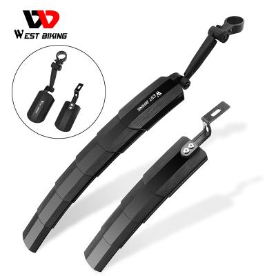 China Shape Fashion Dynamic WEST BIKING New Black PP Bike Shock Absorbers Folding Front Rear Mudguards MTB Quick Release Durable Mountain Bicycle Mudguards for sale