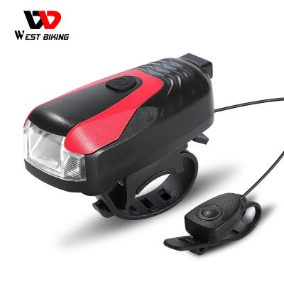 China Durable WESTERN BIKING USB Charging Horn Front Light Headlight Waterproof Motorcycle Bicycle LED Light Rechargeable Bicycle Light for sale