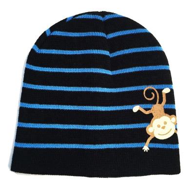 China COMMON wholesale stripes can be customized logo unisex knitted acrylic winter beanie for sale