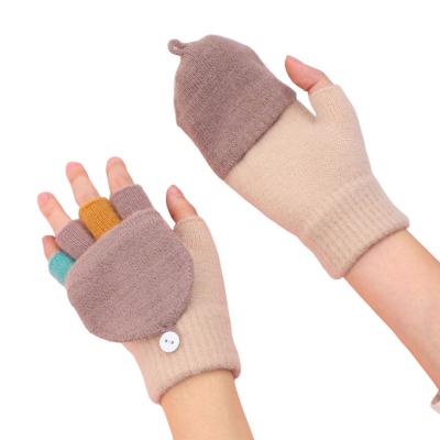 China Cute Soft Korean Student Cartoon Half Finger Flip Mittens Winter Mittensfemale Half Finger Mittens Warm Warm Permeable Finger Flip Thickened Permeable Finger Socks for sale