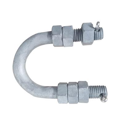 China Carbon Steel Steel U Bolts Power Line Hardware Hot Dip Galvanized Pole Fittings U Bolt for sale