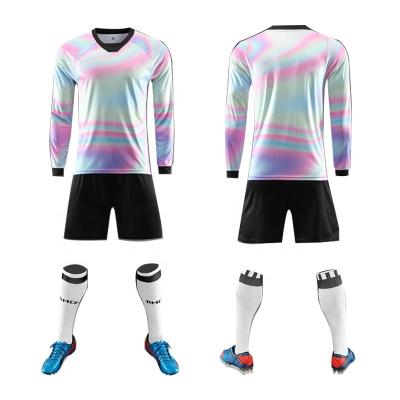 China Sets Soccer Wear Team Football Jersey With Your Logo Number Polyester Long Sleeve Goalie Soccer Uniform For Men for sale