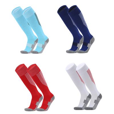 China Sustainable Breathable Sweat Football Socks Cotton Socks Non Slip Knee Football Socks For Boys Girls for sale