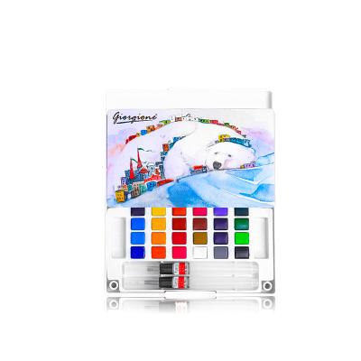 China Solid High Quality Wide Color Selection Giorgione G-2400A Watercolor Paint Set With Empty Water Color Brush Pen 2pcs for sale