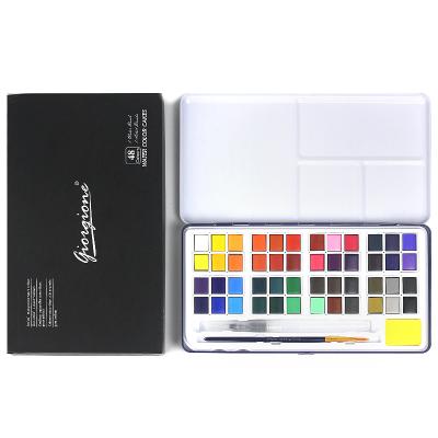 China Colors Selection Gifts Giorgione G-1648A Free Wide Solid Water Color Watercolor Paint Set With Blue And Black Tin Box for sale