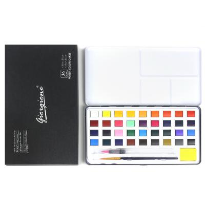 China Giorgione G-1636A Color Picker Portable Watercolor Wide Color Solid Water Paint Set with Blue and Black Tin Box for sale