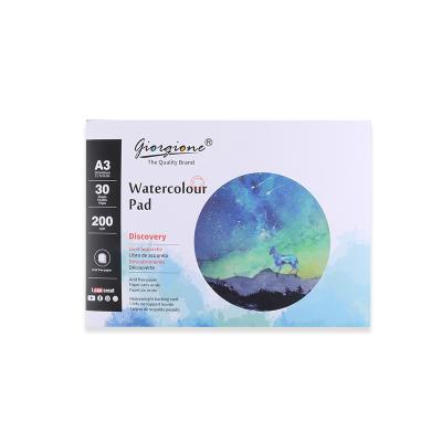 China Hardcover 200gsm 30 Sheets Watercolor Paint Pad A3 A4 A5 For Artist Drawing for sale