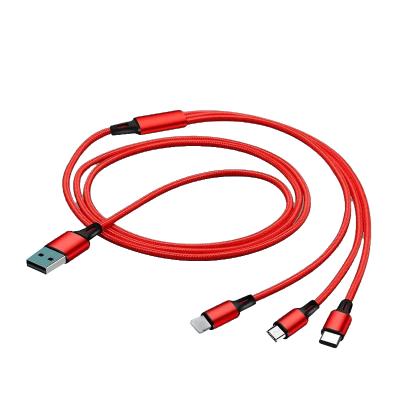 China Camera Nylon Data Cable 2021 Wholesale Trends 3 Nylon In 1 Iphone USB Fast Charging Data Cable for sale