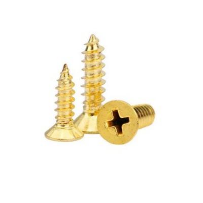 China M2X8mm Flat 1000pcs Per Pack Pure Solid Brass Metal Flat Head Self Tapping Screws for sale