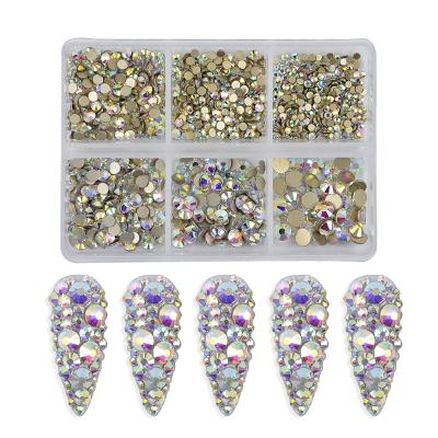 China 1070pcs SS4-SS20 Flatback Shoe Bag Nail Flat Back SS10 Non Hotfix Crystal Nail Glass Rhinestones AB Bulk for sale