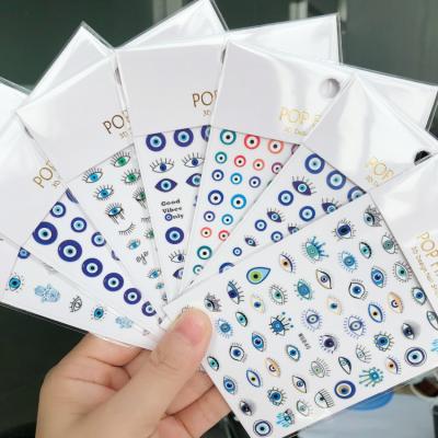 China Nail Art Design Sticker Decals New Arrival 3D Art Evil Eye Supplies Finger Nail Sticker for sale