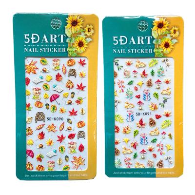 China 5d Nail Sticker 2021 New Murakami Mud Sunflower Sunflower Autumn Maple Leaf 5D Nail Art Stickers New for sale