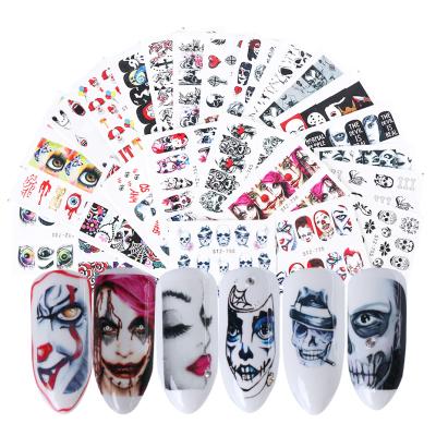 China Finger Nail Art 3D Joker Clown Skull Halloween Nail Art Stickers Decals Accessories for sale