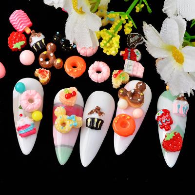 China Luxury Nail Charm 3d Sweet Flatback Food Kawaii Resin Small Nail Art Candy Charms Box For Nails for sale