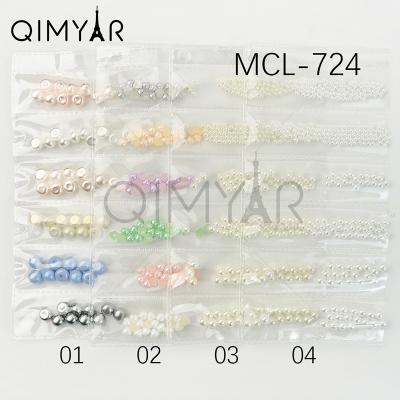 China Popular Nail Art New Arrival Whole Sell 6 Grid Pack Different Size Nail Art Pearl for sale