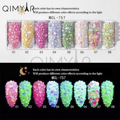 China Popular Nail Art New Design Mixed Size 1200 PCS/Bag 8 Colors Nail Bright Rhinestones AB Flatback for sale