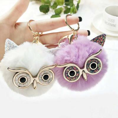 China Fashion Owl Pendant Plush Keychain Bohemian Pom Keychain Wholesale Promotion Gift Custom 2020 New for sale